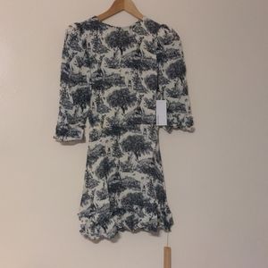 Reformation Blue and White Printed Dress